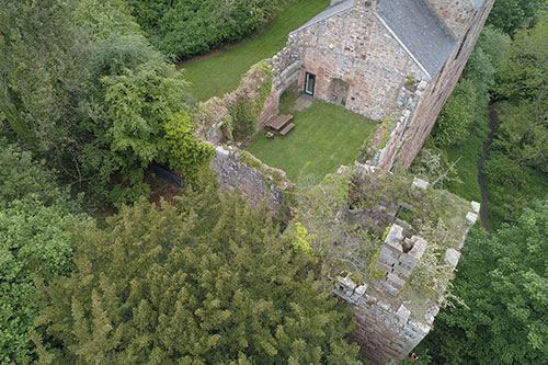 Rosslyn-Castle-project-aerial-view-Great-Hall-and-Tower-showing-ruinous-area